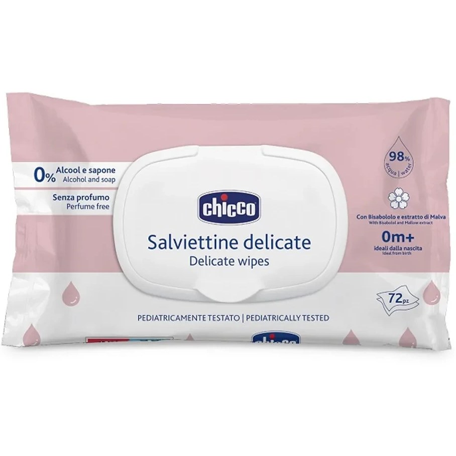 دستمال مرطوب درب دار 98% آب چیکو (Chicco) 72 عددی